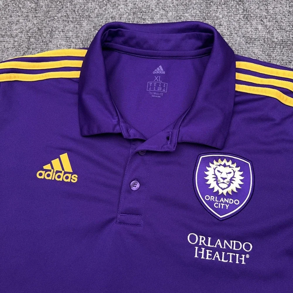 Adidas Orlando City SC Polo Shirt Men's XL Purple Climalite Stretch Soccer MLS
